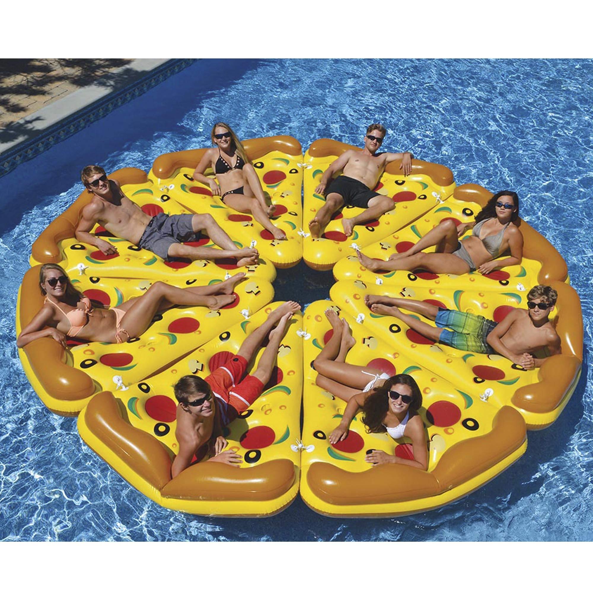 Swim Central Inflatable Yellow and Orange Pizza Slice Swimming Pool Float Raft - 72"