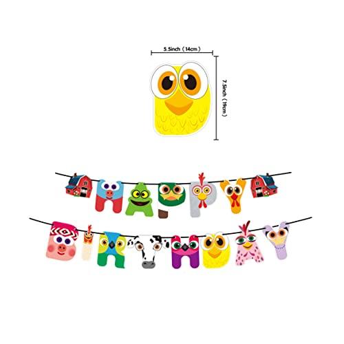 HJHLYYANM La Granja De Zenon Birthday Party Decoration Zenon Farm Party Supplies Include HAPPY BIRTHDAY Banner Balloons Cake Topper Cupcake Toppers Background Farm Party Decoration