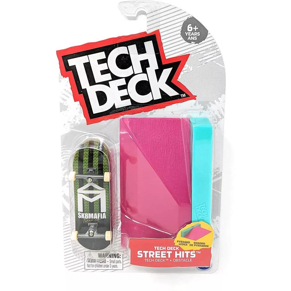 TECH DECK Tech Deck Street Hits 2021 Series Sk8mafia Skateboards Wes Kremer House Stripes Green Complete Fingerboard and Pyramid Ledge Obstacle