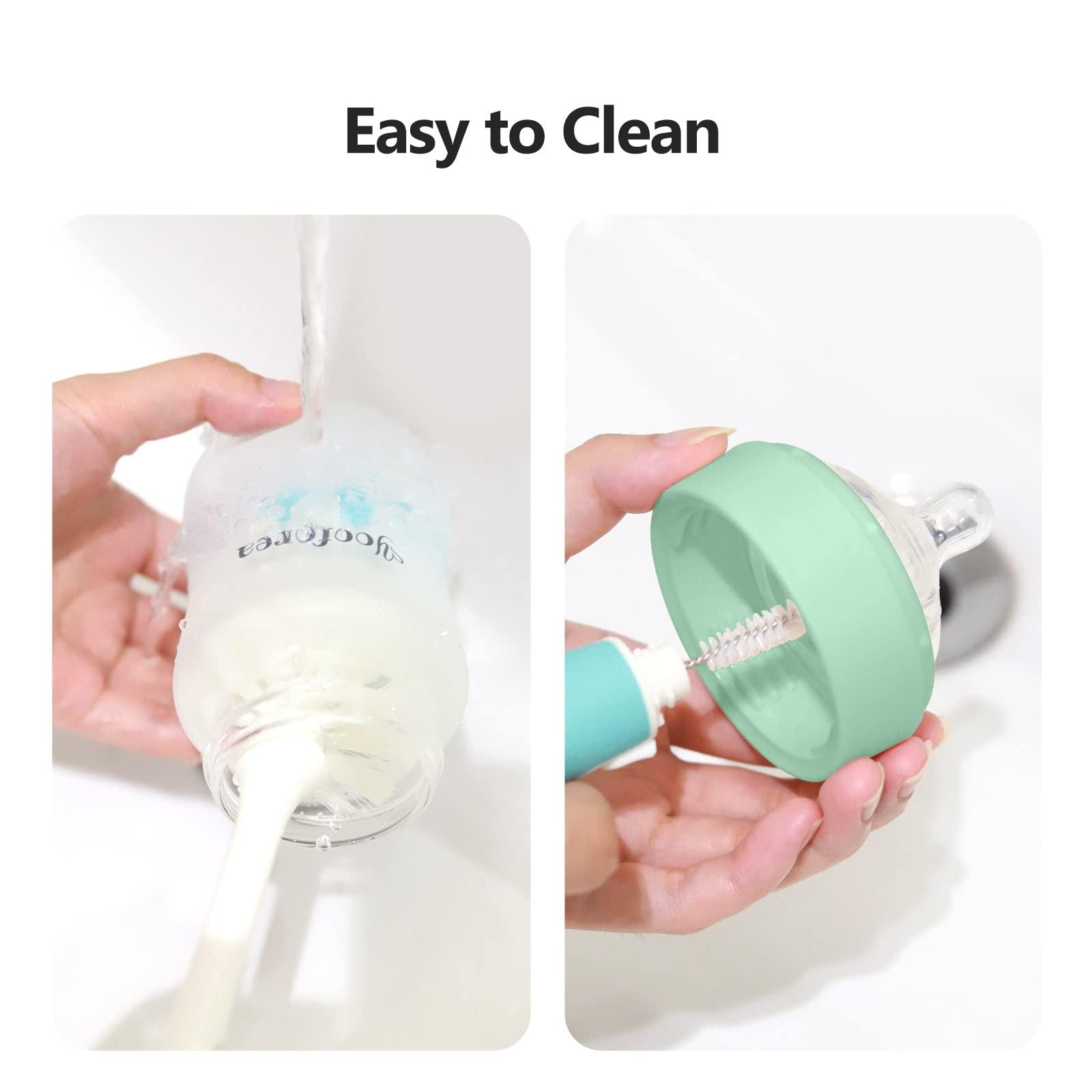 YOOFOREA Yooforea Silicone Coated Glass Baby Bottle, 6M+ Fast Flow Nipple I Anti-Colic, Wide Neck, Stable Base I Medical-Grade Silicone Coating for Shatter Protection, BPA BPS PVC Free (9 Ounce-Tea)