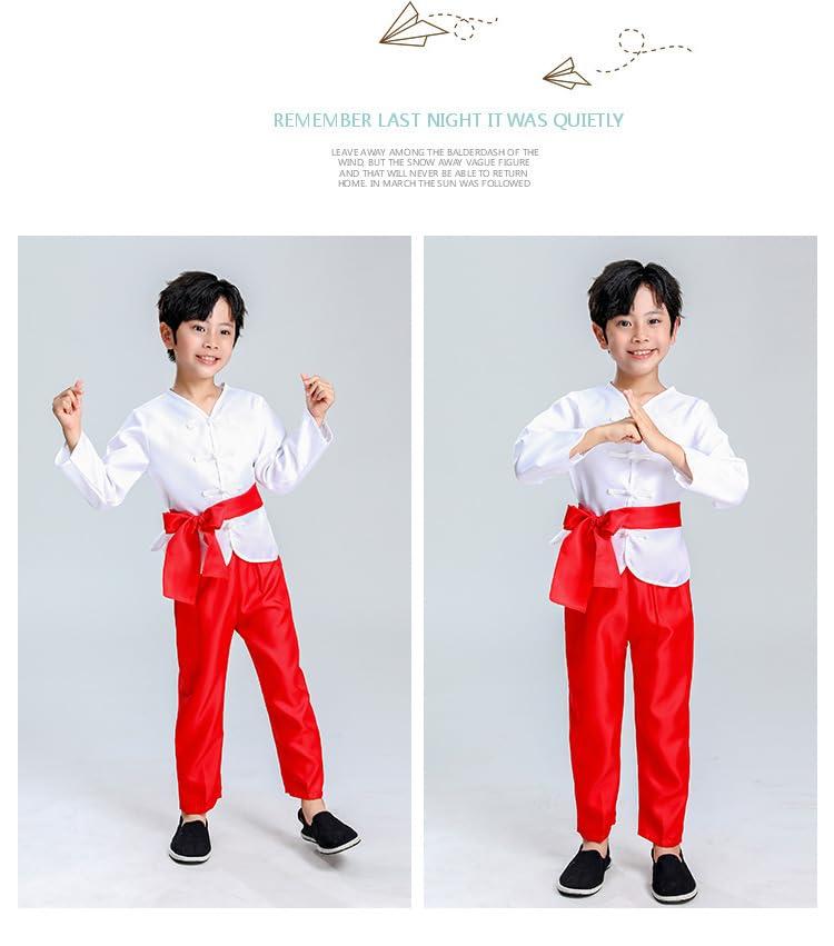 AINIFU AINIFU Chinese Farmer Hanfu for Boys Modern Drama Performance Cosplay Costume Ancient Server Uniforms