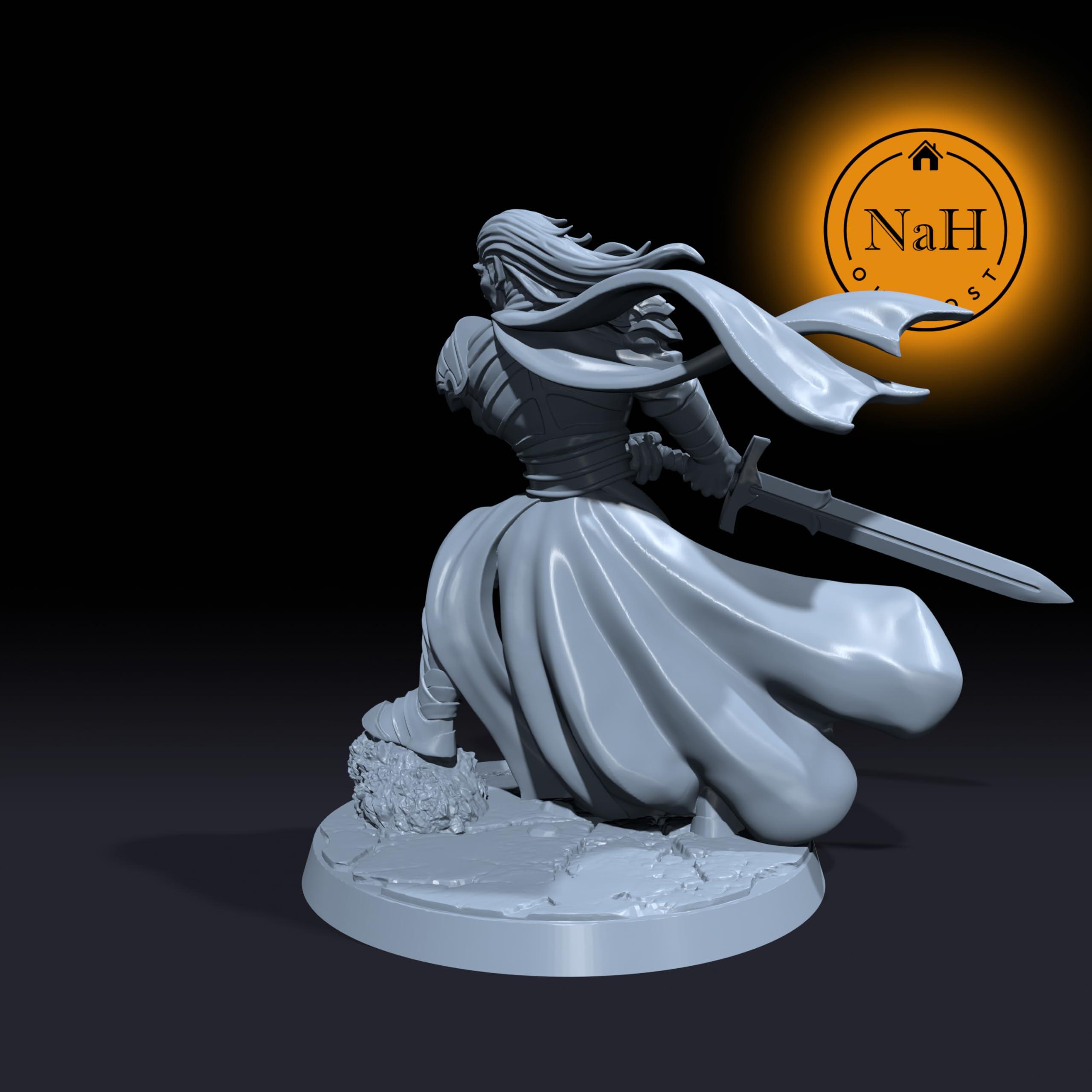 Generic Generic Levariel Silverblade | Elf Knight | Barbarian | Fighter Miniature for Tabletop Games Like D&D and War Gaming| Dungeons and Dragons Mini | RN estudio Clear Acrylic, Gray