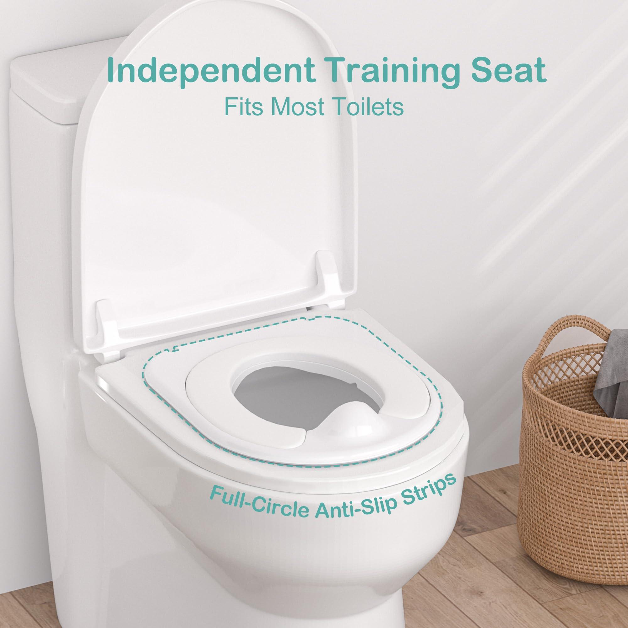 CheerTry CheerTry 2-in-1 Toddler Potty Training Toilet - Larger Potty Chair & Detachable Training Seat for Boys & Girls Ages 1-3 with Flushing Sound, Wipes Storage, Toilet Paper Holder - Cyan