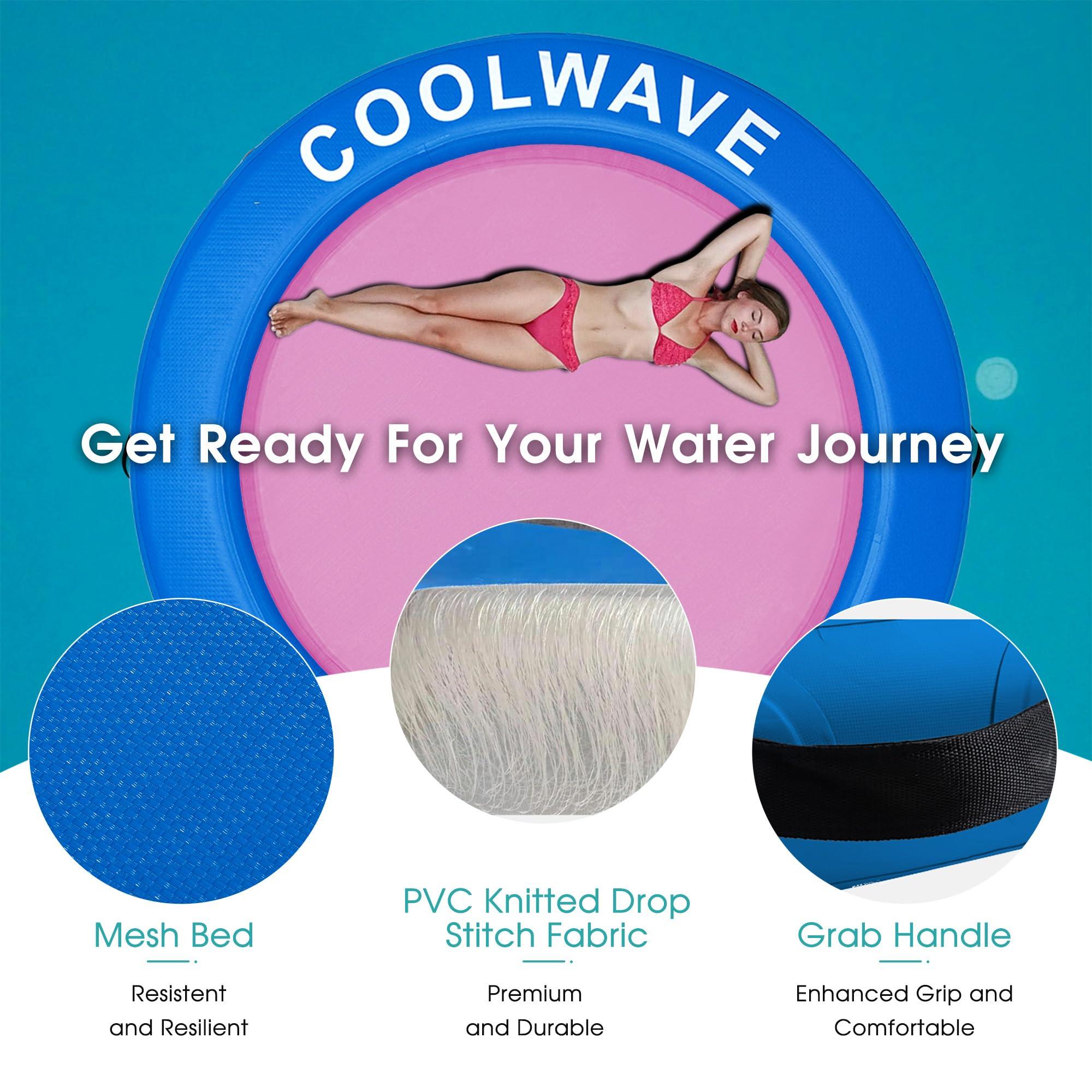 COOLWAVE COOLWAVE Inflatable Water Hammock Floating Dock, Inflatable Raft for Family and Friends, Float Ring for Parties, Fits Multiple People, 8'x8'(Magenta)