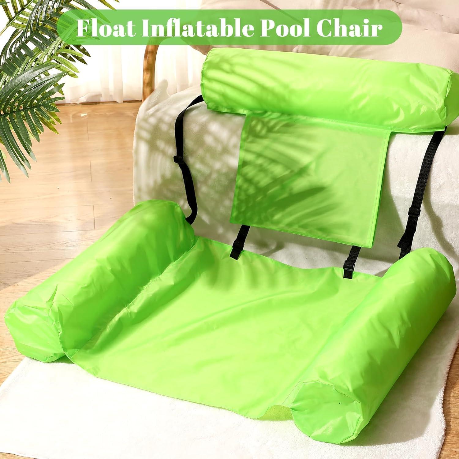 Blueweenly Blueweenly 4 Packs Pool Floats Chair for Adult Hammock Inflatable Pool Lounge Chair Water Floating Chair for Swimming Pool Beach Party Lake Summer (Dark Blue, Green)