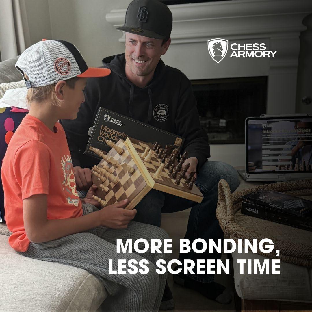 Chess Armory Chess Armory Chess Set 15 Inch Magnetic Wooden with Chess Clock for Kids and Adults