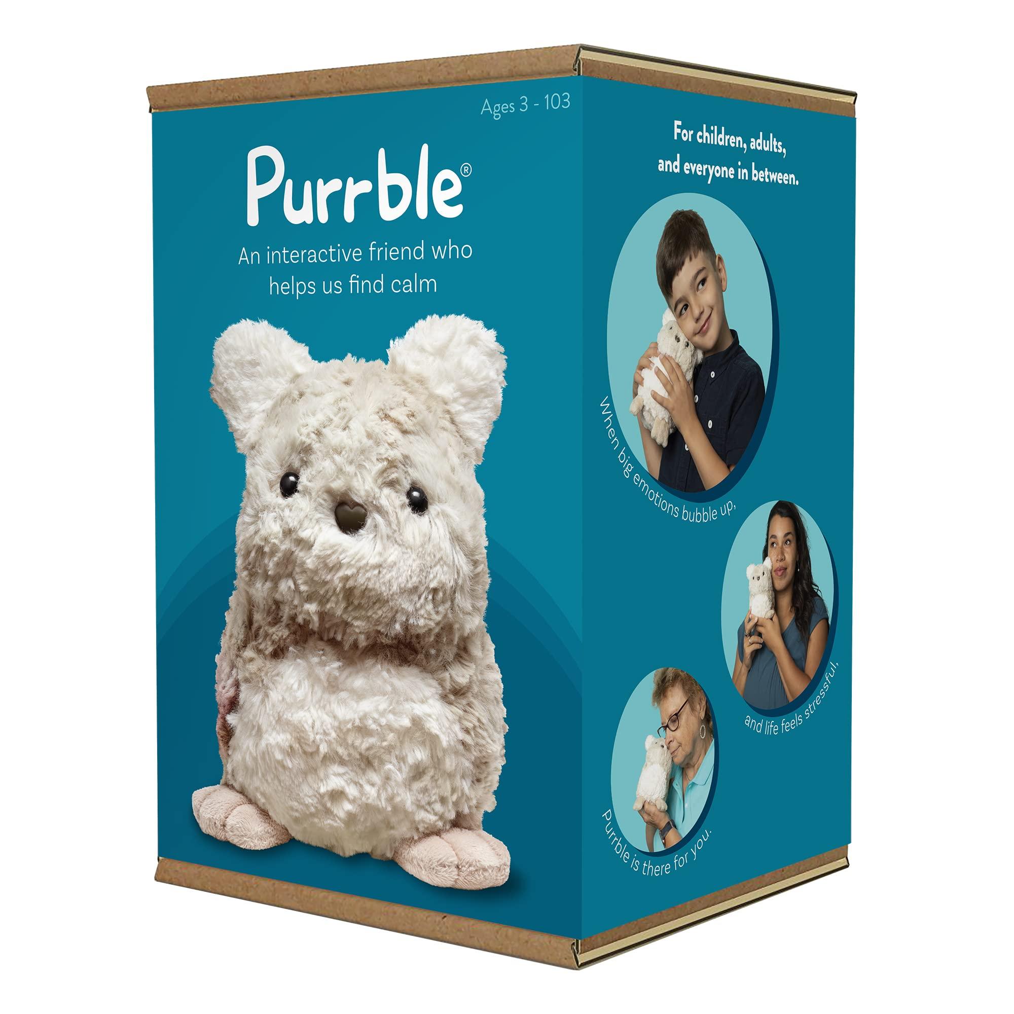 Purrble Purrble - Calming Toy Companion with Dynamic Heartbeat and Soothing Purr - Interactive Plush Companion for All Ages - Stuffed Animal Doll for Emotion Regulation - Cuddle and Pet Plushies
