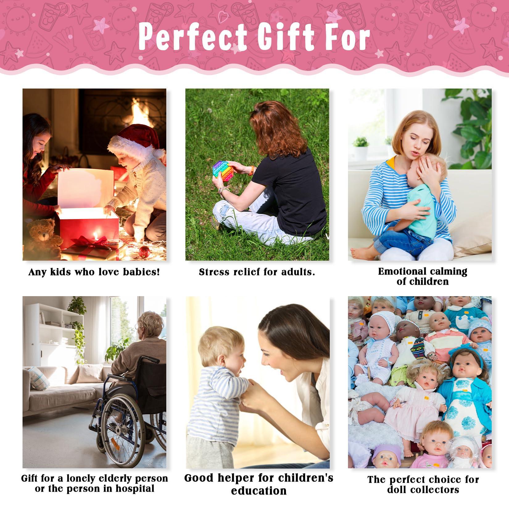 Vollence Vollence 23 inch Silicone Reborn Baby Dolls Anatomically Correct Lifelike Silicone Newborn Baby Doll for Children Birthday Gift - Girl