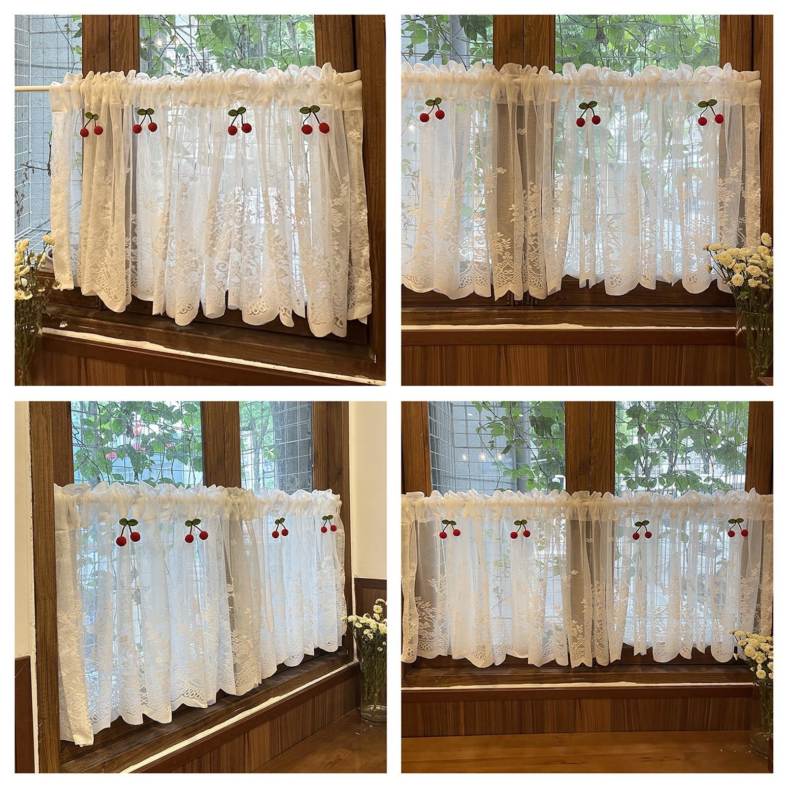 BAYTEWJX Short Black Out Curtain for Small Window Farmhouse White Short Semi Sheer Linen Curtain Cafe Curtains Half Window Treatment Set for Kitchen Over Sink Bathroom Dining Room Decor. ( Size : Pave W270cm*H