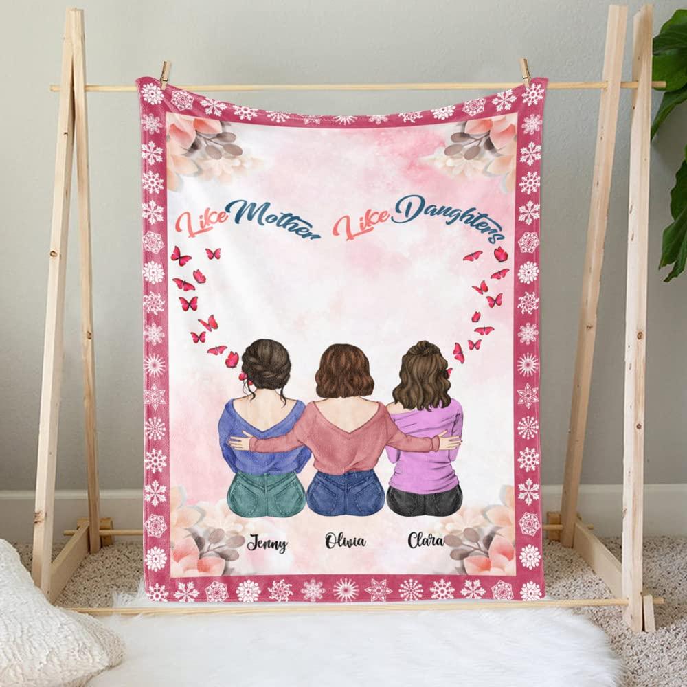 Gossby Gossby Custom Blanket with Names Like Mother Like Daughters Red Background Best Mom Gifts for Birthday,Mom B-Day Gifts for Her,Soft Bed Blanket to Mother