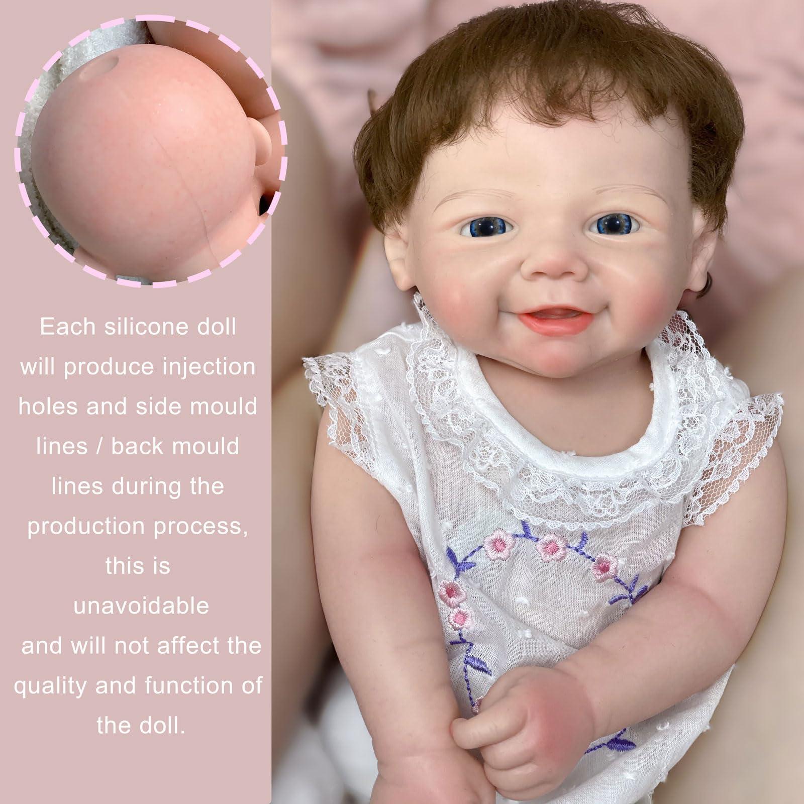 Gileutay Gileutay 18 inch Flexible Full Solid Silicone Reborn Doll with Rooted Hair Girl Lifelike Baby Doll That Look Real Newborn Babies Handmade Toy for Toddler