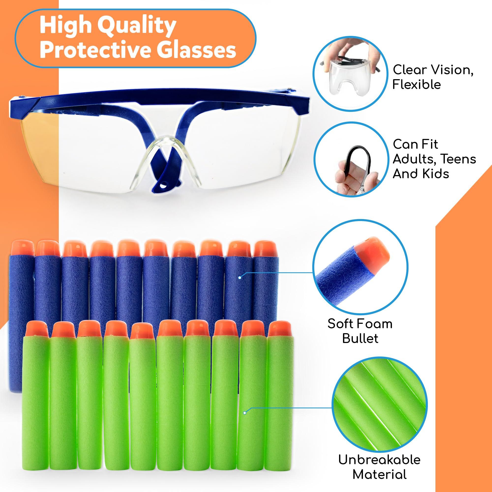 wishery Wishery Accessories for Nerf Party Supplies, Nerf Party Favors - 12 Sets. Boys Birthday, War Bulk Pack. Mini Guns, Darts, Glasses, Masks, Wristbands