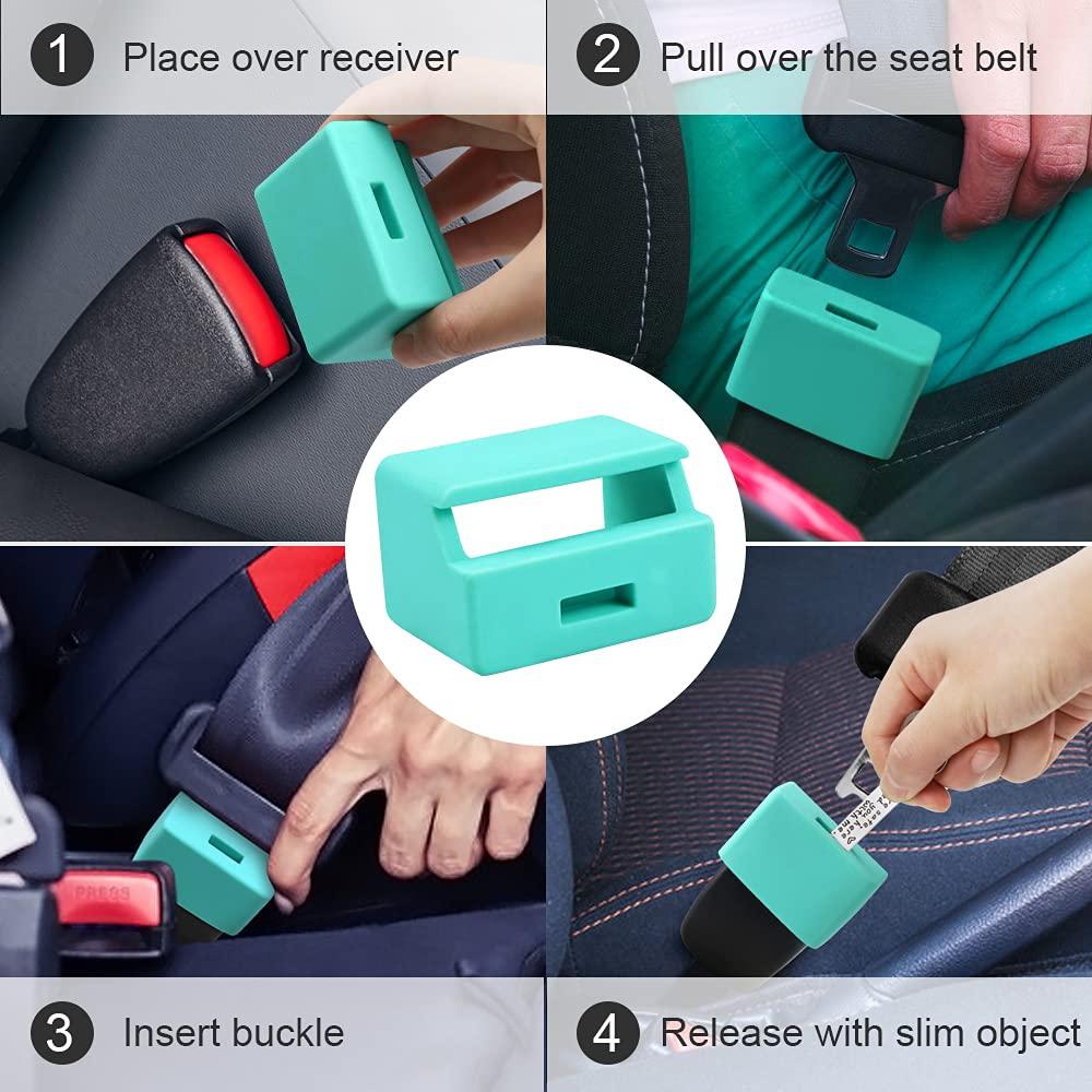 MORLIKE LIVING Morlike Silicone Seatbelt Secure Buckle Safety Cover Lock | Keep Children Safe in Car Seat and Prevent Kids from Accidentally Unbuckling | Buckle Guard Fits Almost Vehicles (Light Blue, 2 Pack)