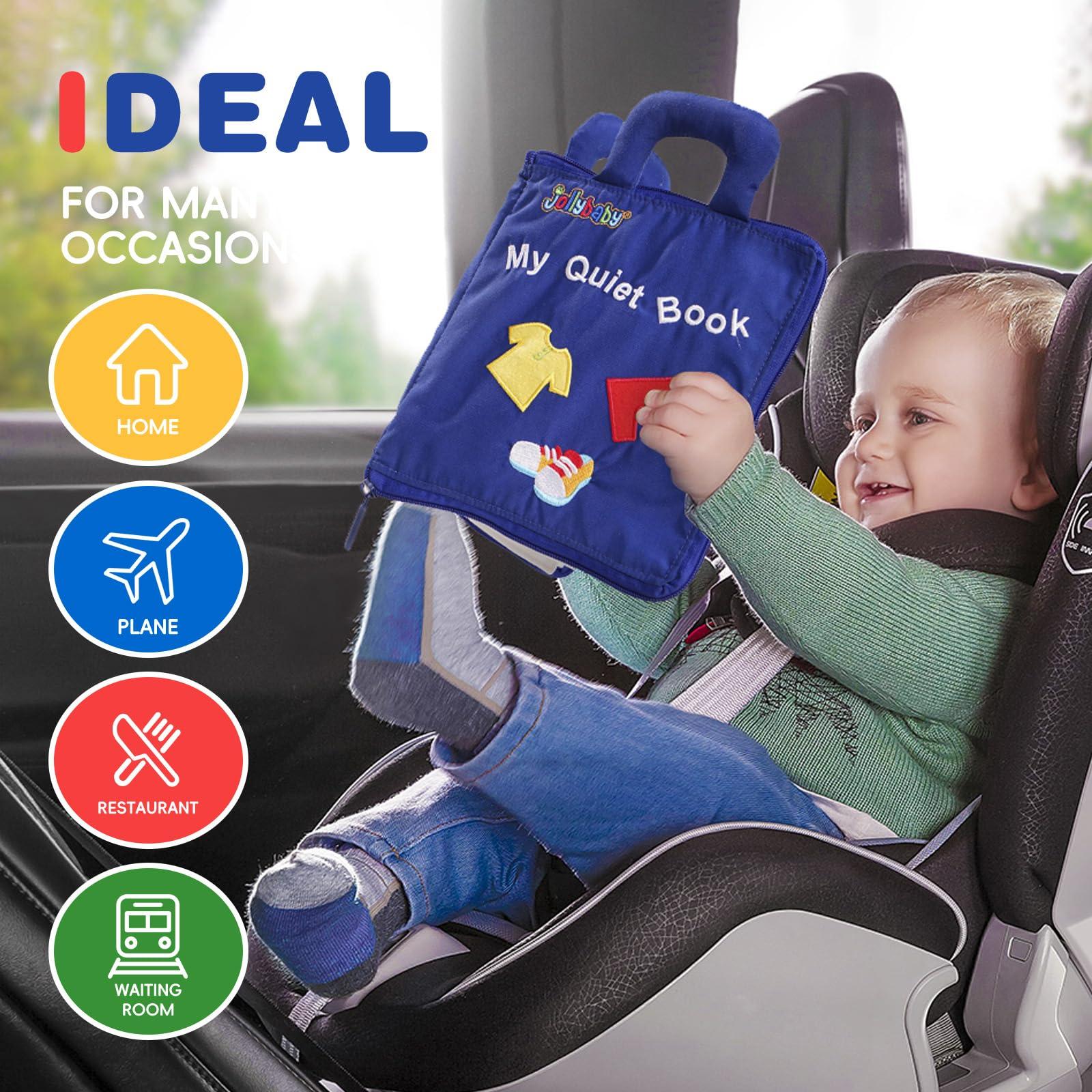 Jollybaby Jollybaby Baby Soft Busy Books -My Quiet Book, Travel Toy & Montessori Sensory Educational, 10 Preschool Learning Activities for 1 2 3 Year Old Toddlers Boy Girl(Blue)