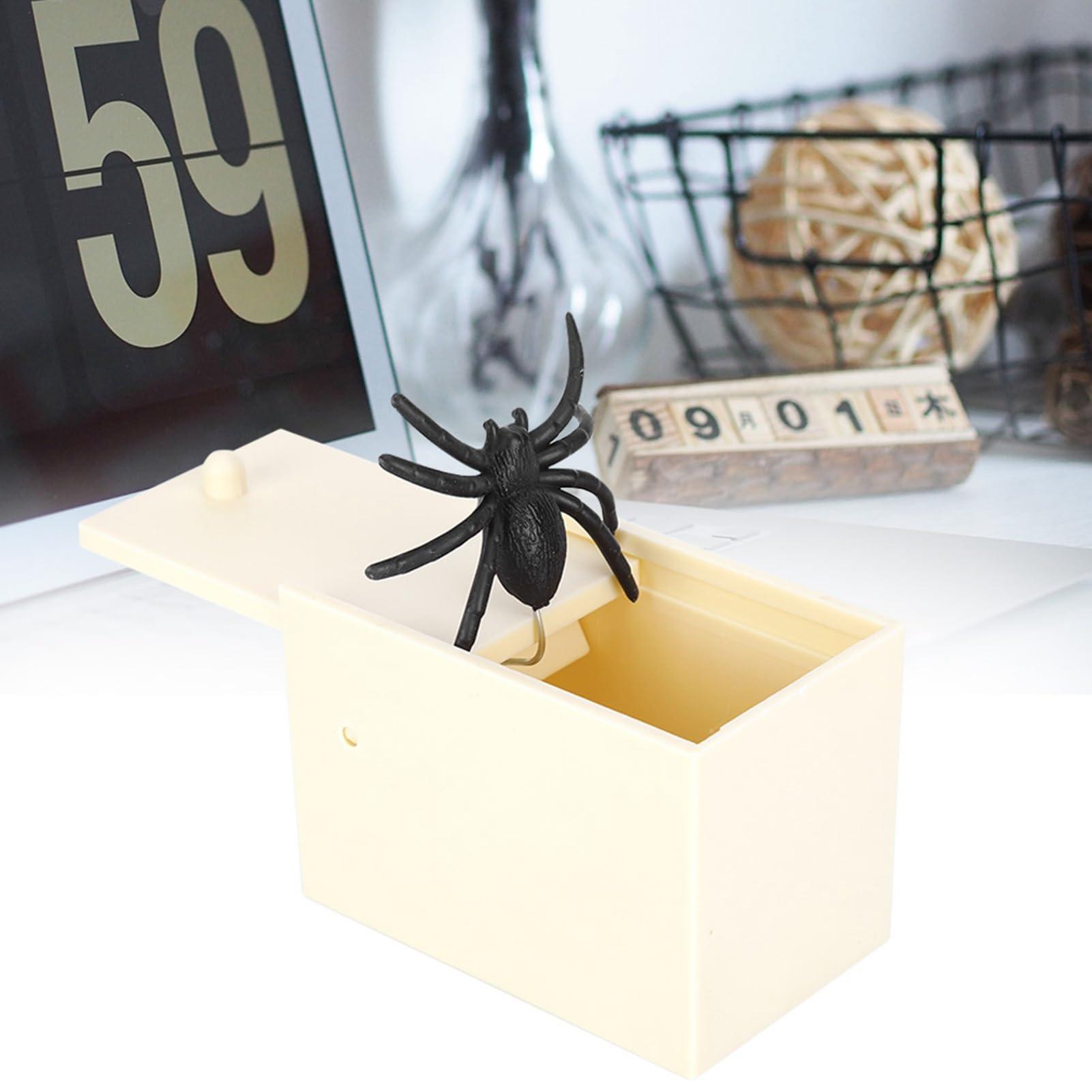Gsycle Gsycle Simulation Fake Spider Box, Wooden Scare Box Funny Trick Prank Toy Fun Joke Scarebox Toy Spider Box Prankoy Prank for Kids Adults