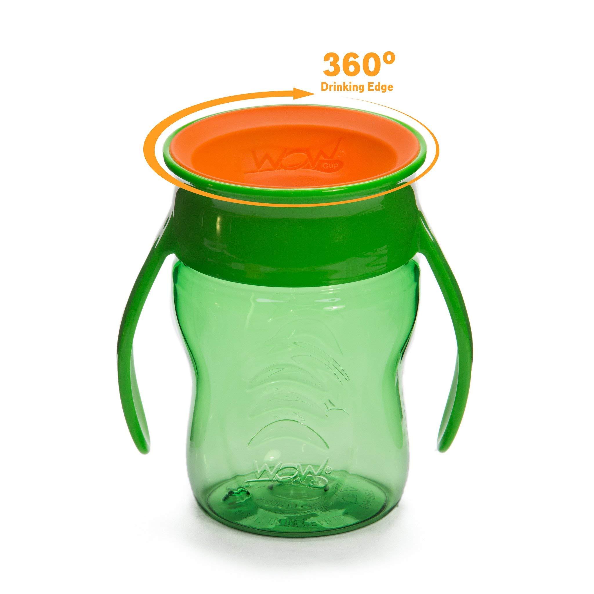 WOW GEAR Wow Cup for Baby 360 Trainer Sippy Cup, Green, 7 oz / 207 ml