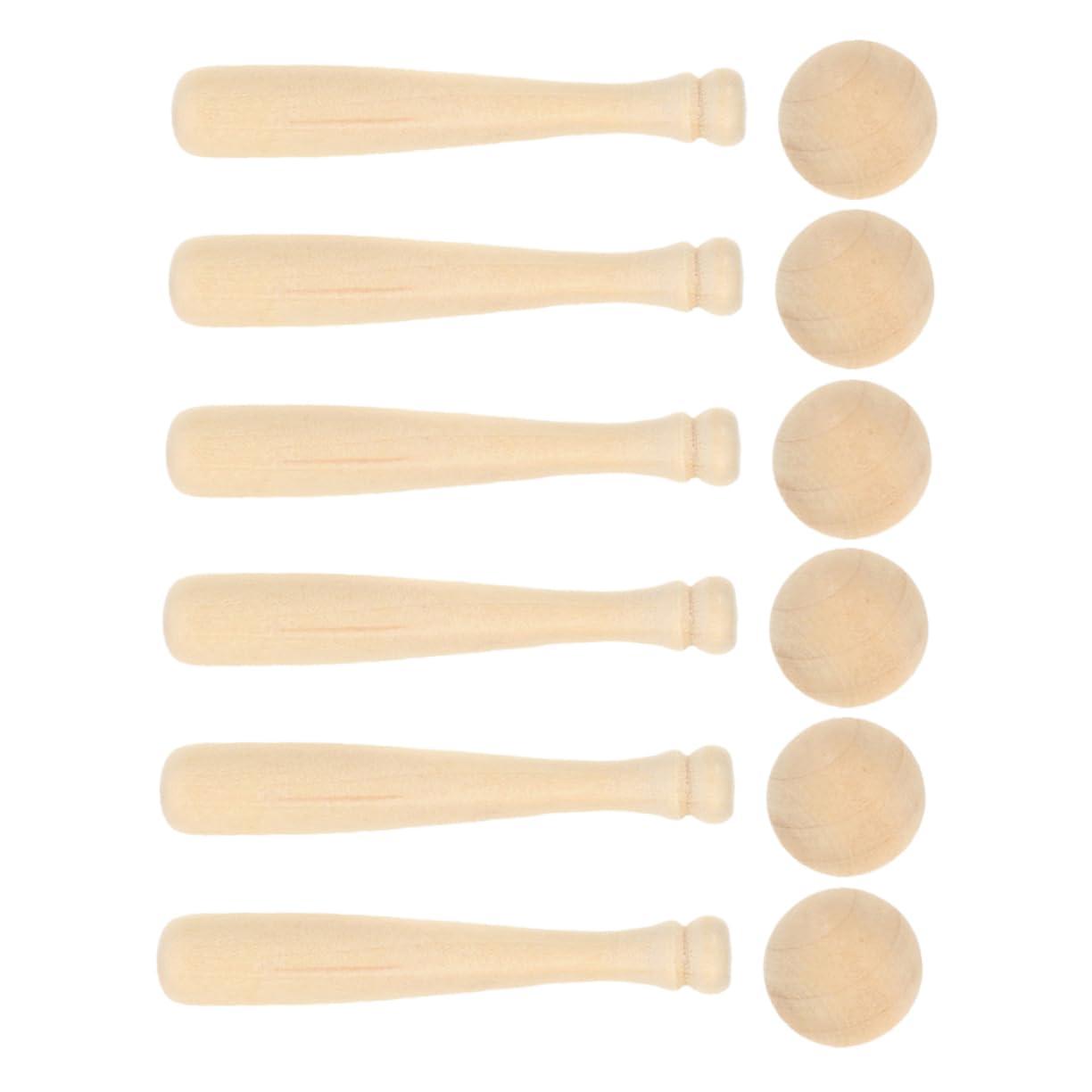 Alasum Alasum 4 Sets Mini Baseball Bat Toys Woody Toy Baseballs Baseball Bats Wood Crafts Unfinished Mini Baseball Painting Models Mini Graffiti Models Painting Baseball Bat Wooden