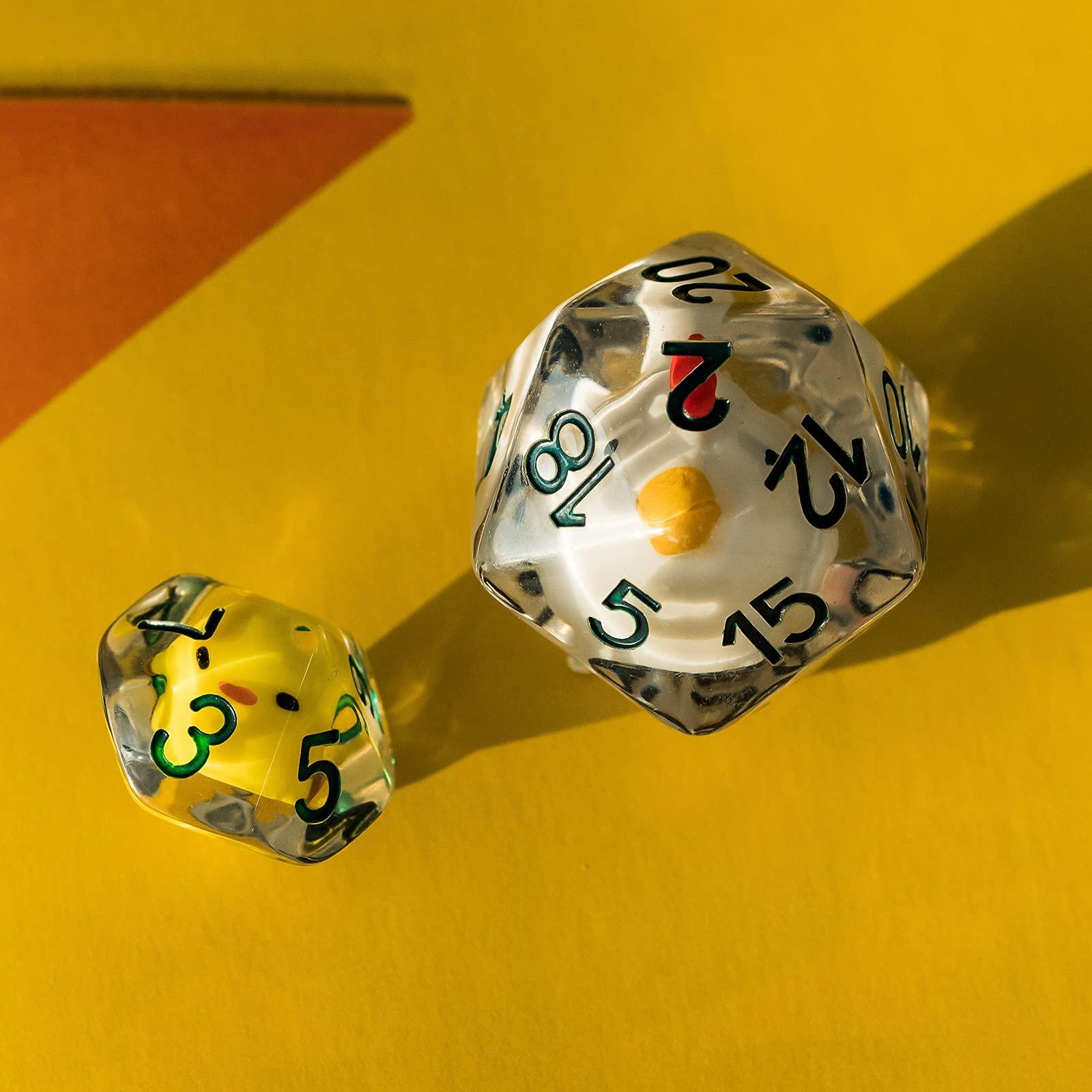 Cusdie Cusdie One 7-Die DND Dice Set Filled with Duck and One 7-Die DND Dice Set Filled with Chick Family for Role Playing Game Dungeons and Dragons D&D Dice MTG Pathfinder (Yellow Duck)