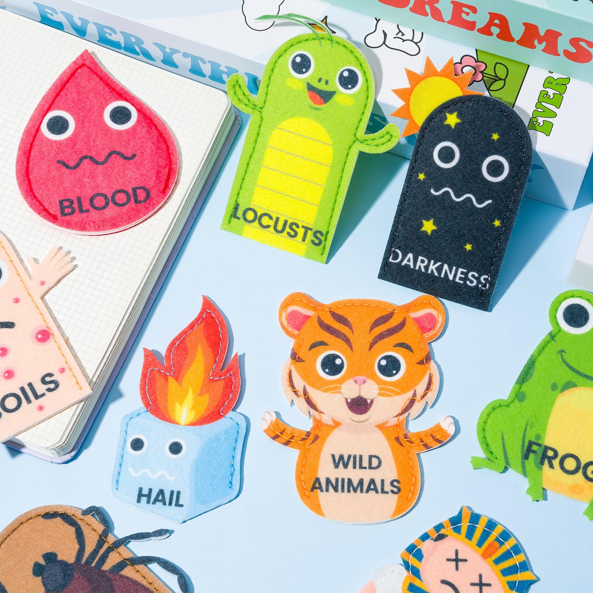 COcnny COcnny Passover Plague Finger Puppets - 30pcs Ten Plagues Felt Finger Puppet Making Kit for Kids, Make Your Own Hand Tosys for Jewish Pesach Seder, Passover Toy Party Supplies (10 Styles)