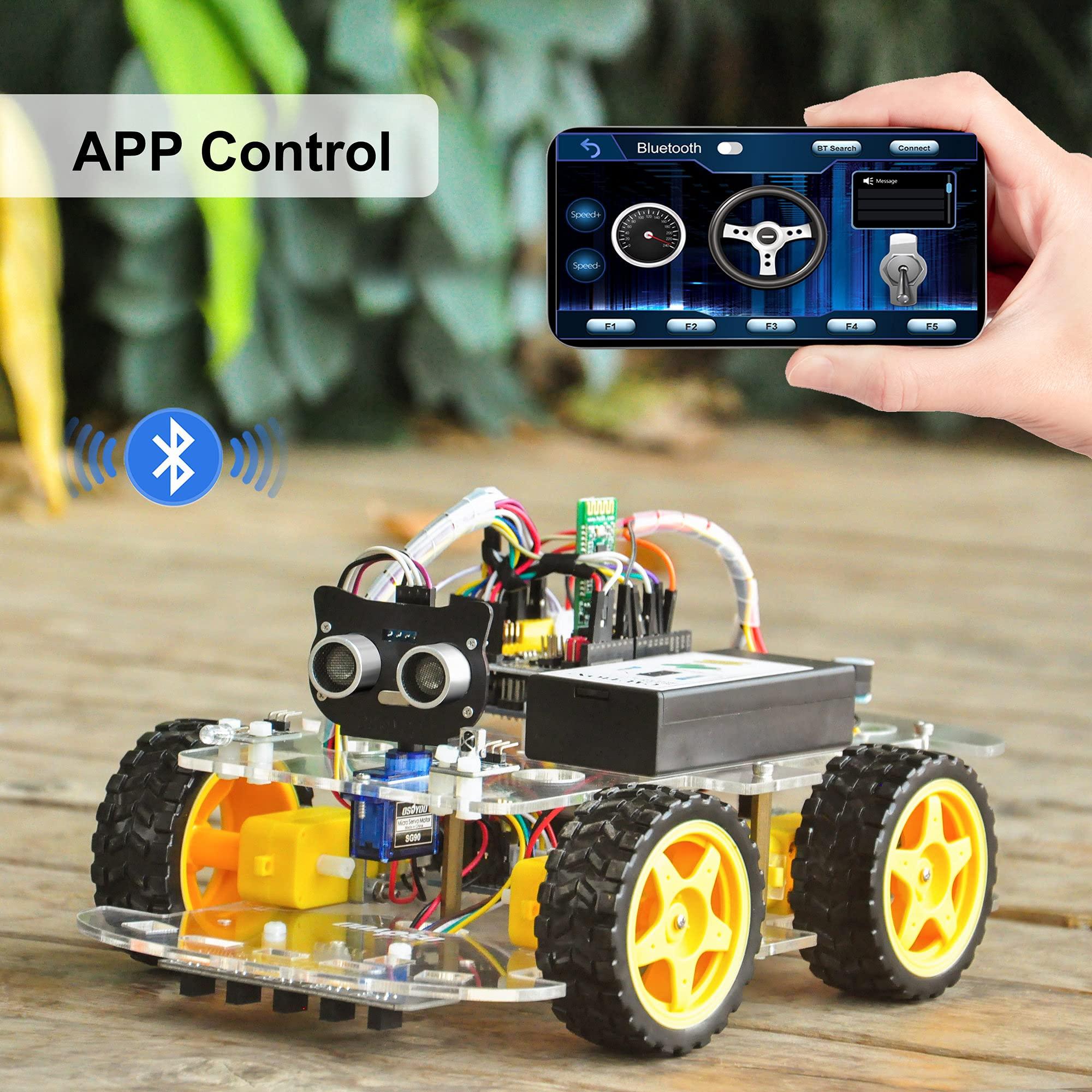 OSOYOO OSOYOO Robot Car Starter Kit for Arduino | STEM Remote Controlled App Educational Motorized Robotics for Building Programming Learning How to Code | IOT Mechanical DIY Coding for Kids Teens Adults