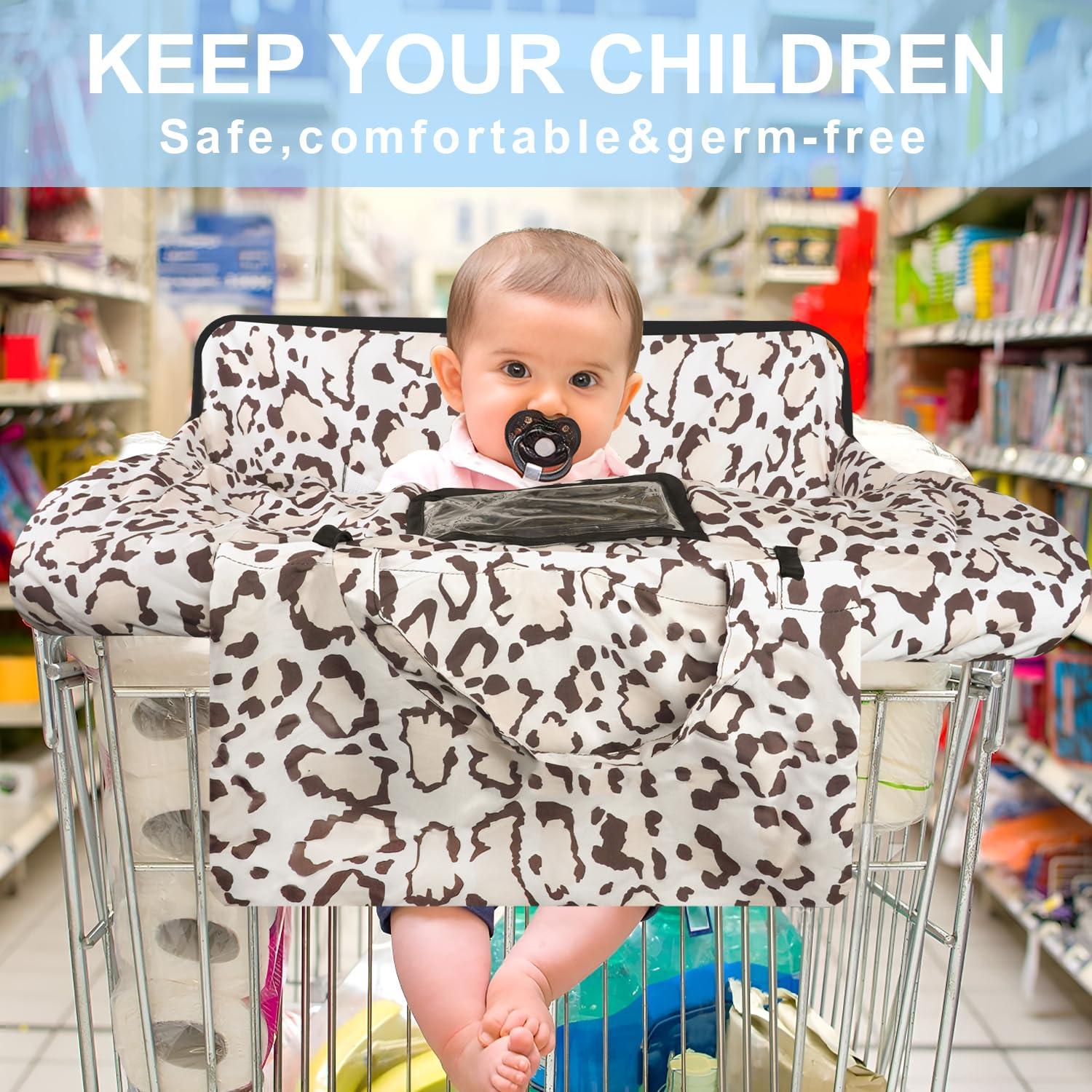 Polovillae Polovillae Shopping Cart Cover for Baby 2-in-1 High Chair Cover with Safety Harness Multifunctional Grey Pattern Cart Covers for Babies Soft Padded Grocery Cart Cover for Baby Boy Girl