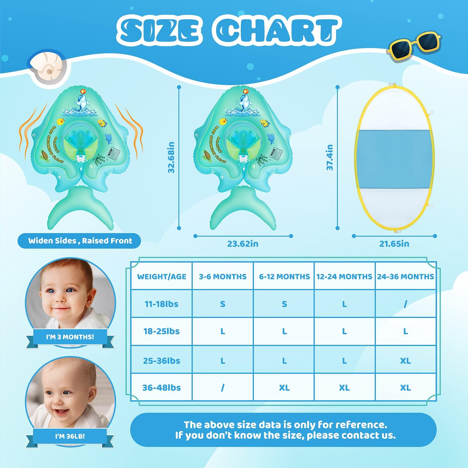 balhvit No Flip Over Baby Pool Float with Canopy UPF50+ Sun Protection, Sponge Safety Support Bottom, Fun Gifts Water Toys Accessories Inflatable Baby Swim Floats for Pool 3-36 Months