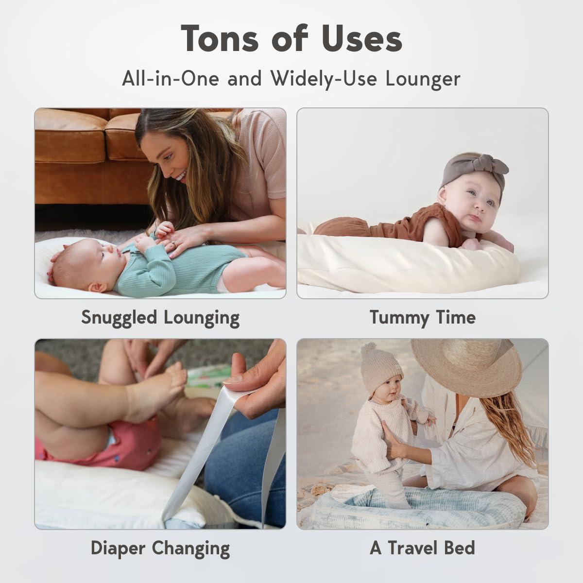 CooCooBaby CooCooBaby Infant Lounger, Baby Nest Cover for Baby Girls & Boys, Newborn Essentials for Baby 0-12 Months, 100% Cotton Breathable, Portable Travel Bed (Spring Green)