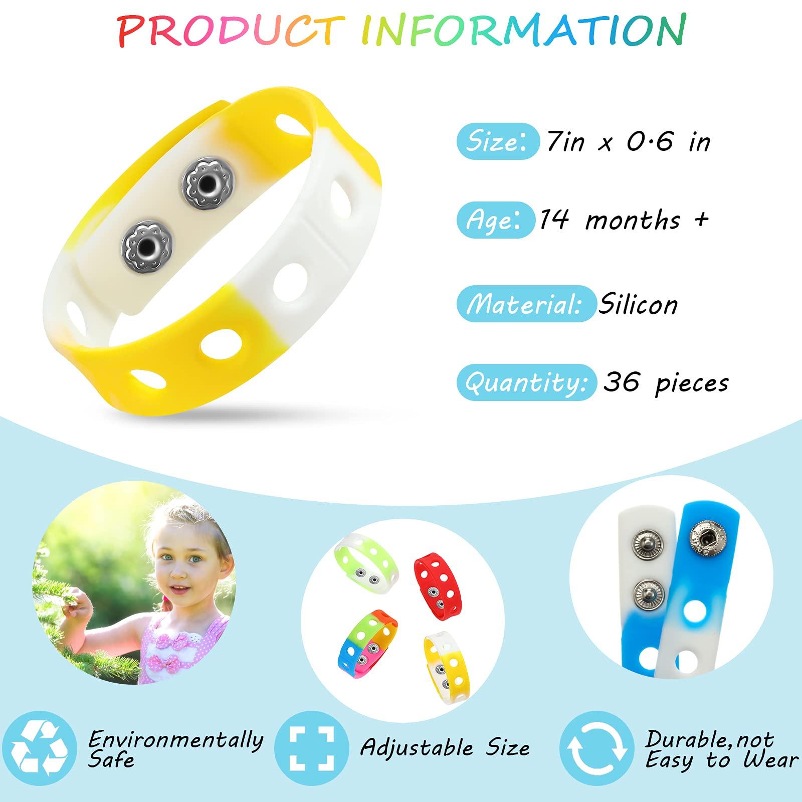 MTLEE MTLEE 36 Pieces Silicone Wristbands Adjustable Cute Wristbands for Girls Swimming Identify Shoe Birthday Presents, 12 Colors(7 Inch,Classic Color)