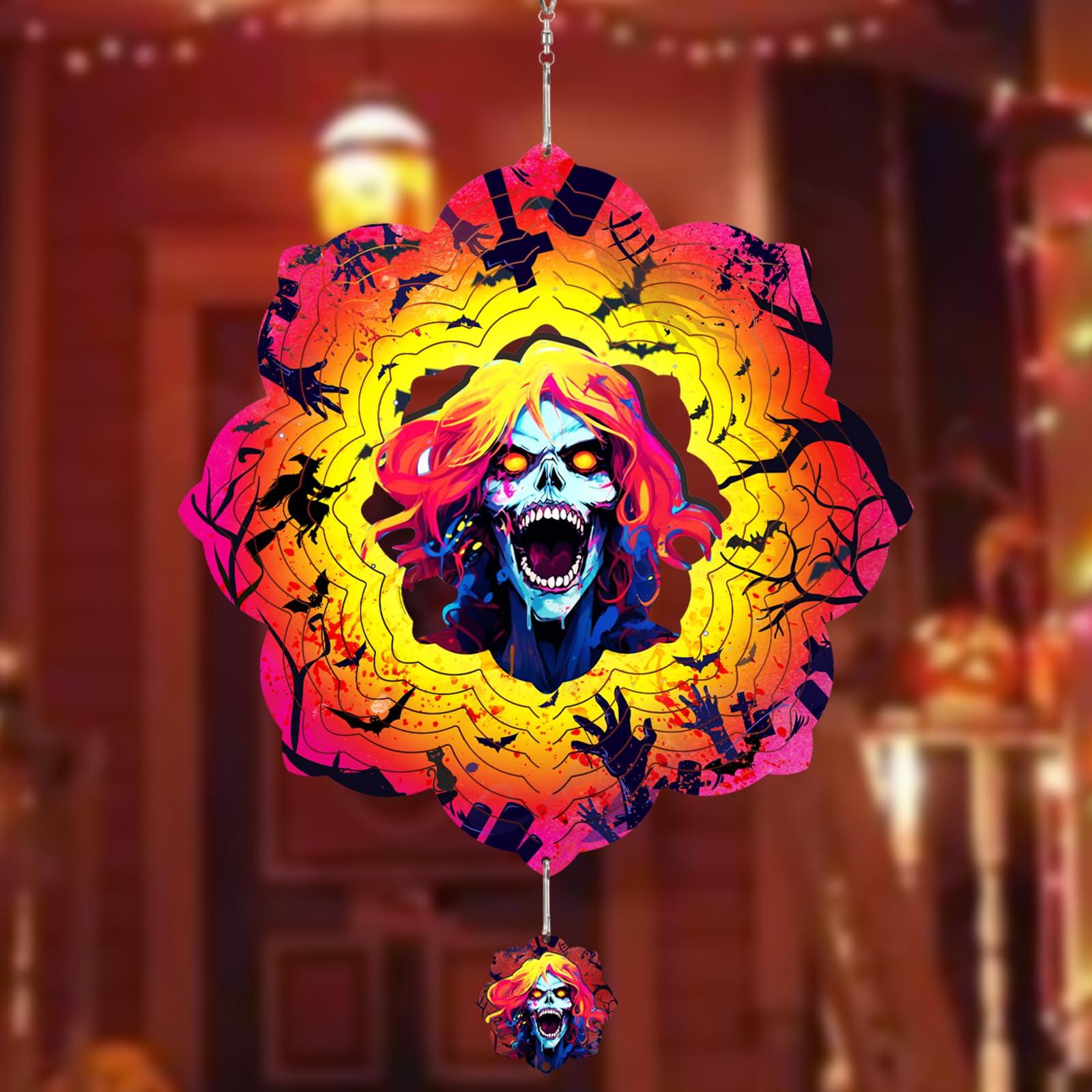 JOINOW Halloween Metal Wind Spinners Hanging Wind Spinner Garden Ornament Gifts for Women/Men,12inch Wind Spinner for Home Party Decor,Outdoor & Indoor Decorations