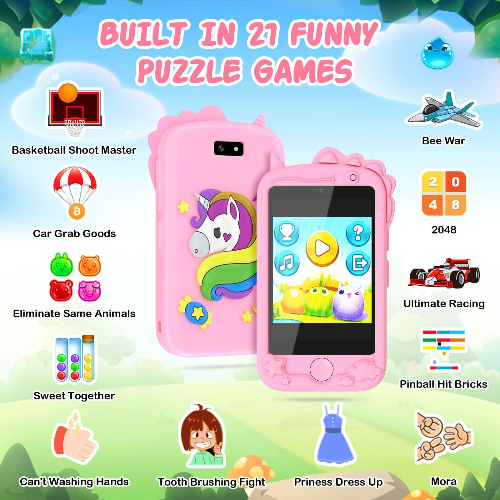 ele ELEOPTION Smart Phone for Kids Toys, Touchscreen Toy Phone for Girls Boys, Kids Phone with Games Interactive Learning Toys for 3 4 5 6 7 8 9 10 Year Old Christmas Birthday Gifts Pink