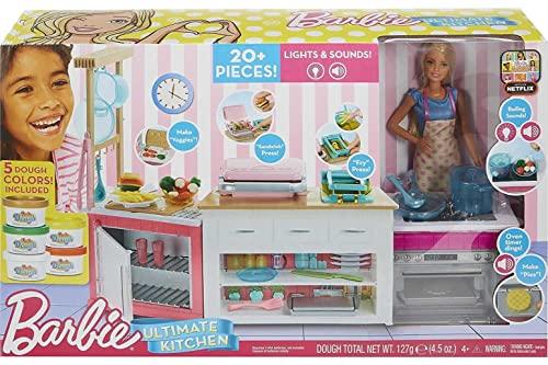 Barbie Barbie Careers Playset, Ultimate Kitchen Set with Blonde Chef Fashion Doll, Food Molds, 5 Dough Colors & 20+ Accessories, Lights & Sounds (Amazon Exclusive)