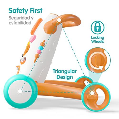KÜB KÜB Interactive Baby Push Walker | Orange | Locking Wheels | Safe & Stable Design | Activity Walker | Baby Walker Toy | Toddler Push Toy | Learning Walker Toy | Infant Toys