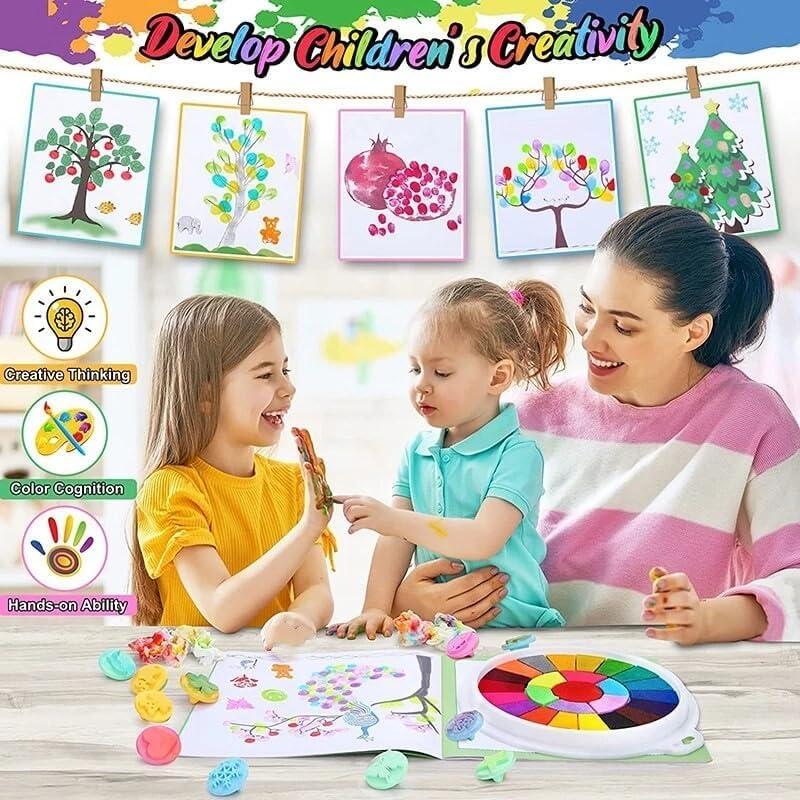 wekunro Funny Finger Painting Kit and Book for Kids, Washable Kids Finger Paint Set, DIY Finger Drawing Crafts Mud Painting Paper Kits Children\'s Finger Drawing Toys for Kids Ages 4+ Years
