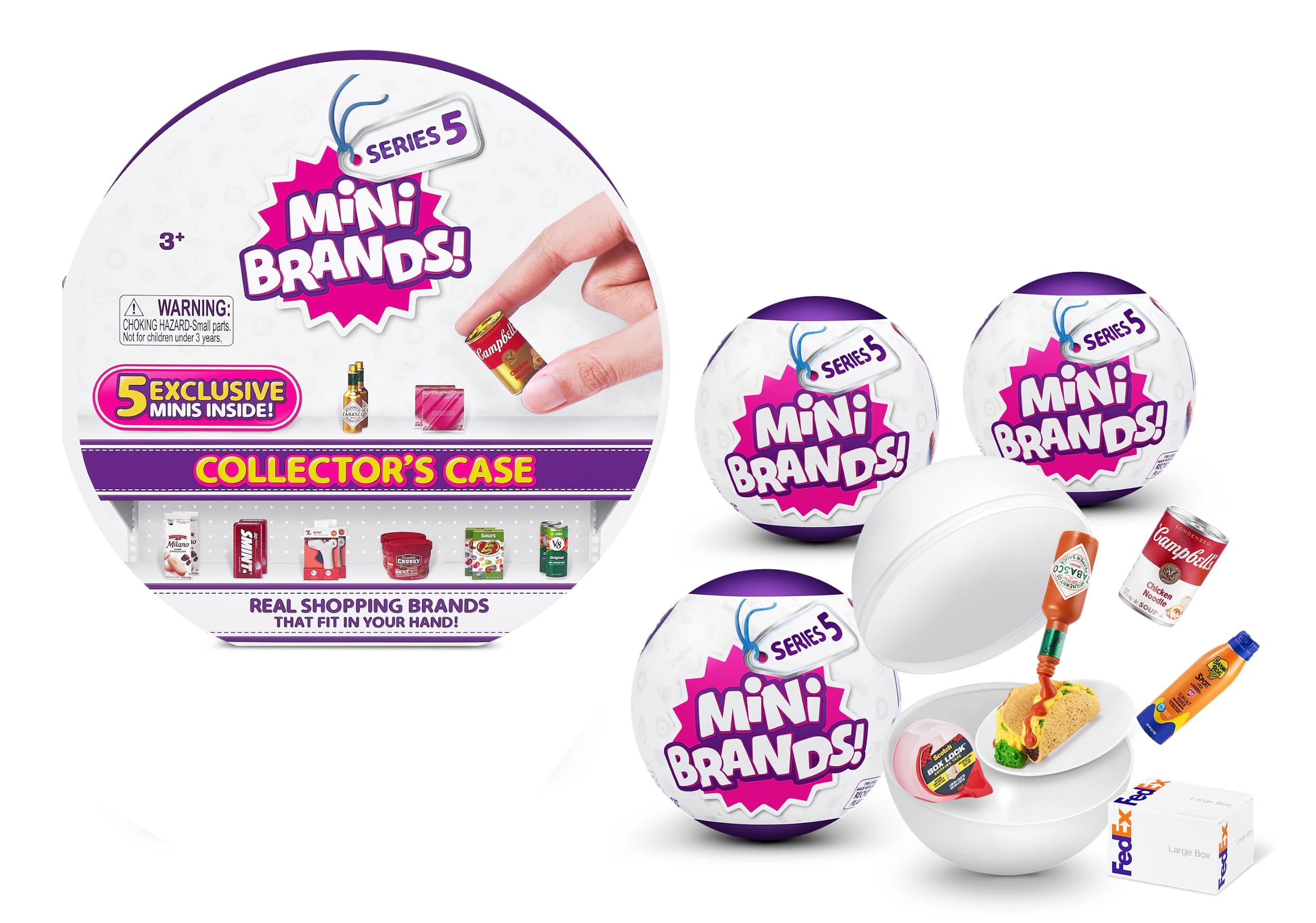 5 Surprise Mini Brands Series 5 Collector\'s Kit by ZURU (3 Capsules + 1 Collector\'s Case) - Amazon Exclusive Mystery Capsule Real Miniature Brands