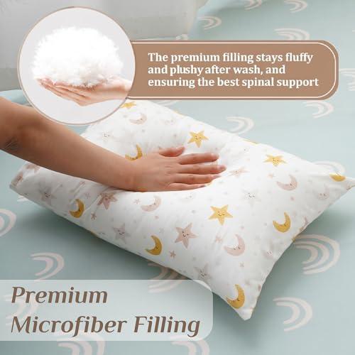 Bunnikins & Clover Bunnikins & Clover Toddler Pillows with Pillowcase, 13"x18" Soft Cotton Kid Pillows for Sleeping, Bedding Small Pillow for Boys and Girls Aged 2-5 Years