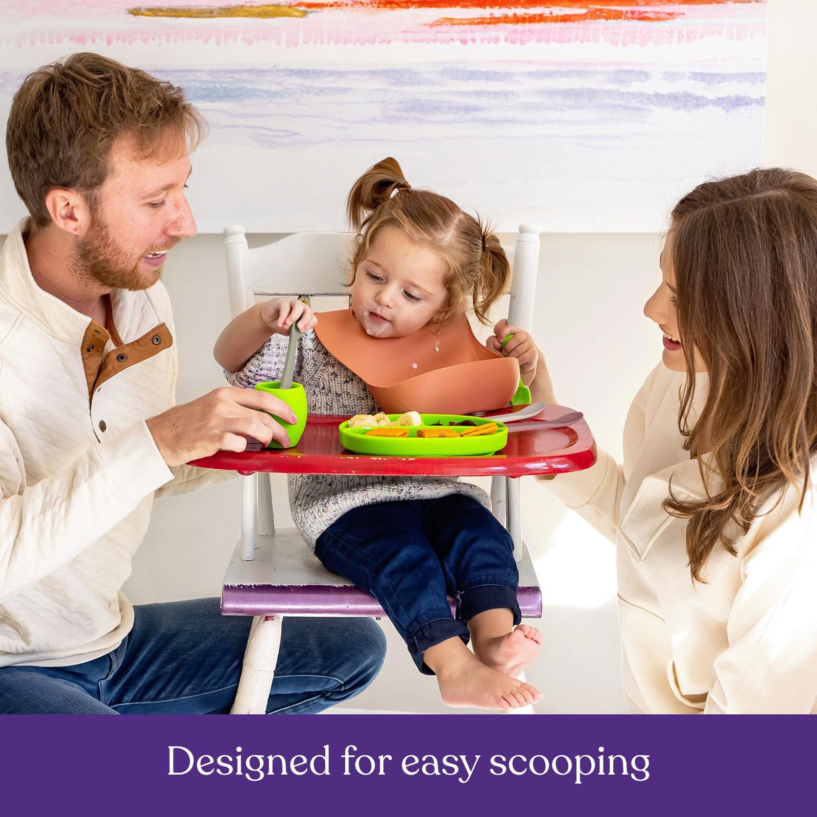 Sperric Baby Spoons First Stage Silicone Baby Spoon Self Feeding Baby Utensils Infant Spoons First Stage Baby Feeding Spoon - Soft & Gentle on Gums - BPA Free Silicone Baby Spoons Set (Pastel7)