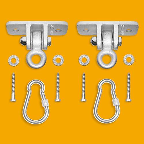 Jungle Gym Kingdom Jungle Gym Kingdom Swing Set Hangers - 2 Heavy Duty Brackets with Locking Snap Hooks for Porch, Patio, Playground - Indoor/Outdoor Hardware & Accessories