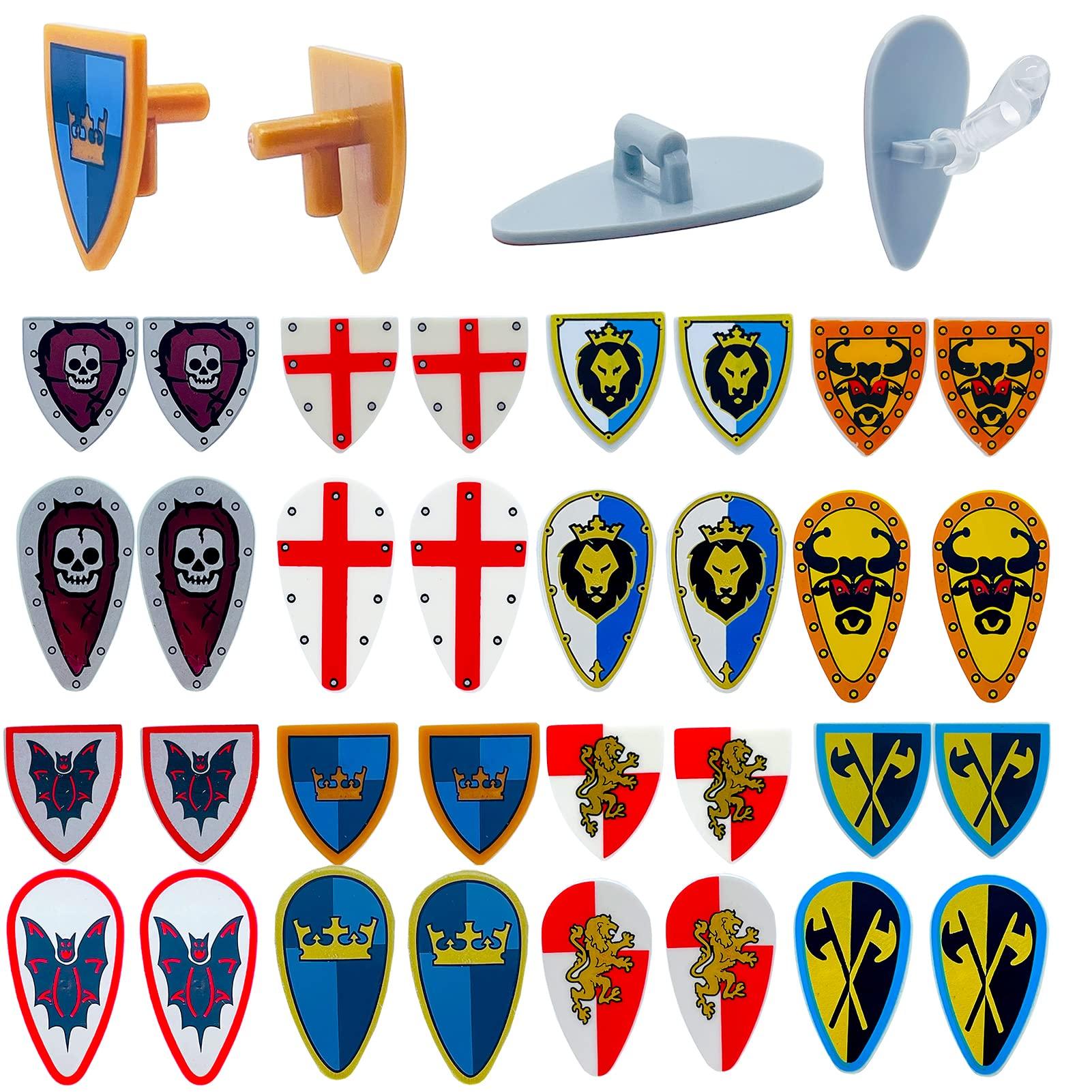 MIUTRUE MIUTRUE Medieval Knight Weapons Pack Accessories Set Building Block Toy Armor Helmet Shield Bow Arrow Designed for Mini Figures Gift for Kids Boys Grils Building Kits Toys