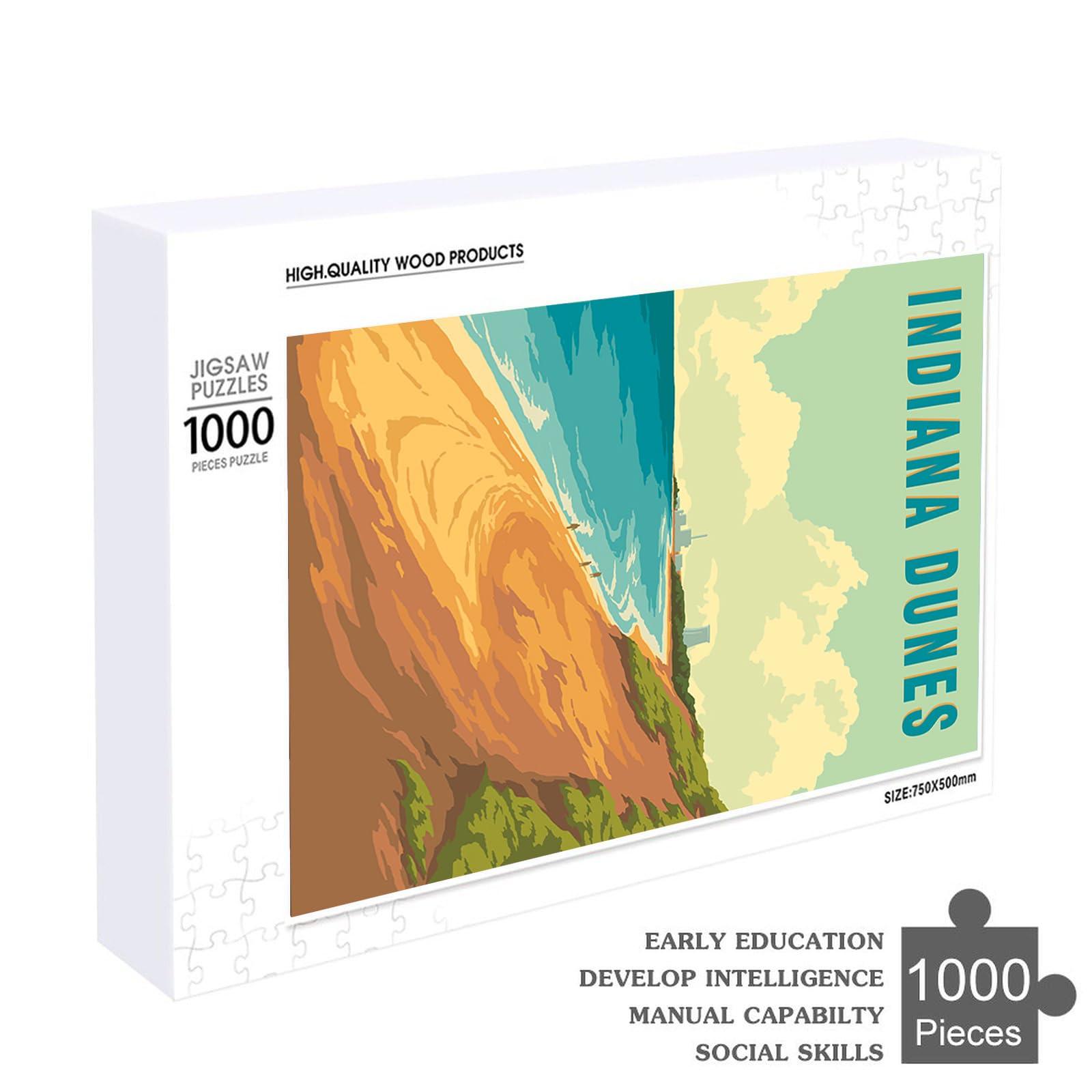 gaeaverse 500/1000pcs Puzzles,US Indiana Dunes National Park Landscape Puzzle,Jigsaw Puzzle for Adults,Home Decoration Gift,Decompression Toys (1000pcs)