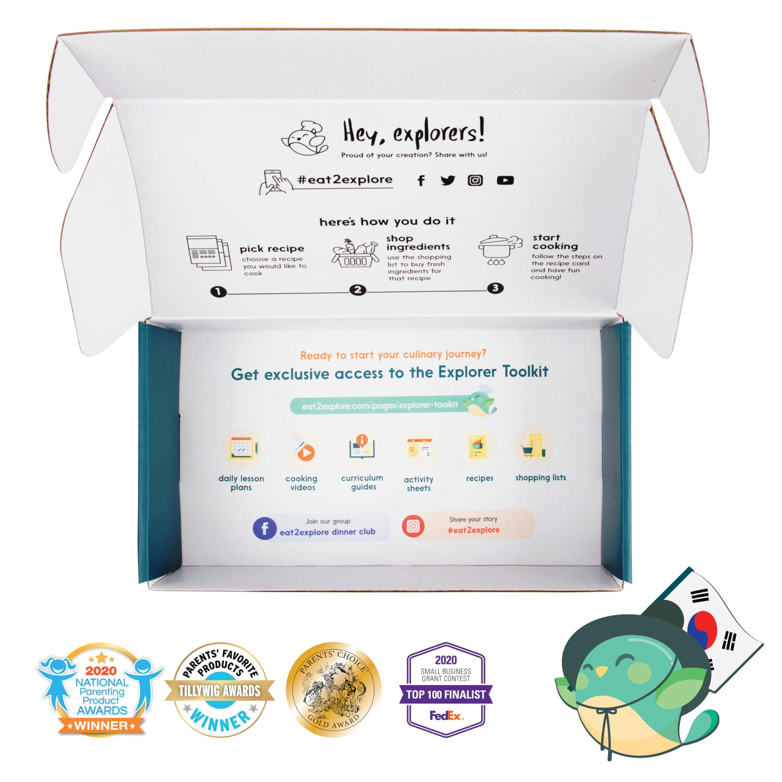 eat2explore eat2explore Cooking Kits for Kids - Interactive & Educational Real Kids Cooking Kit with 3 Recipe Cards, Key Ingredients & Cooking Tools - Ideal Idea for Kids who Love to Cook(South Korea Edition)