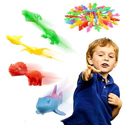 MIMIDOU MIMIDOU 30 Pcs Finger Slingshot Dinosaurs Animal Toy, Funny Stretchable Flick Rubber Animals, a Variety Simulation Animals Great for Various Festivals and Parties.