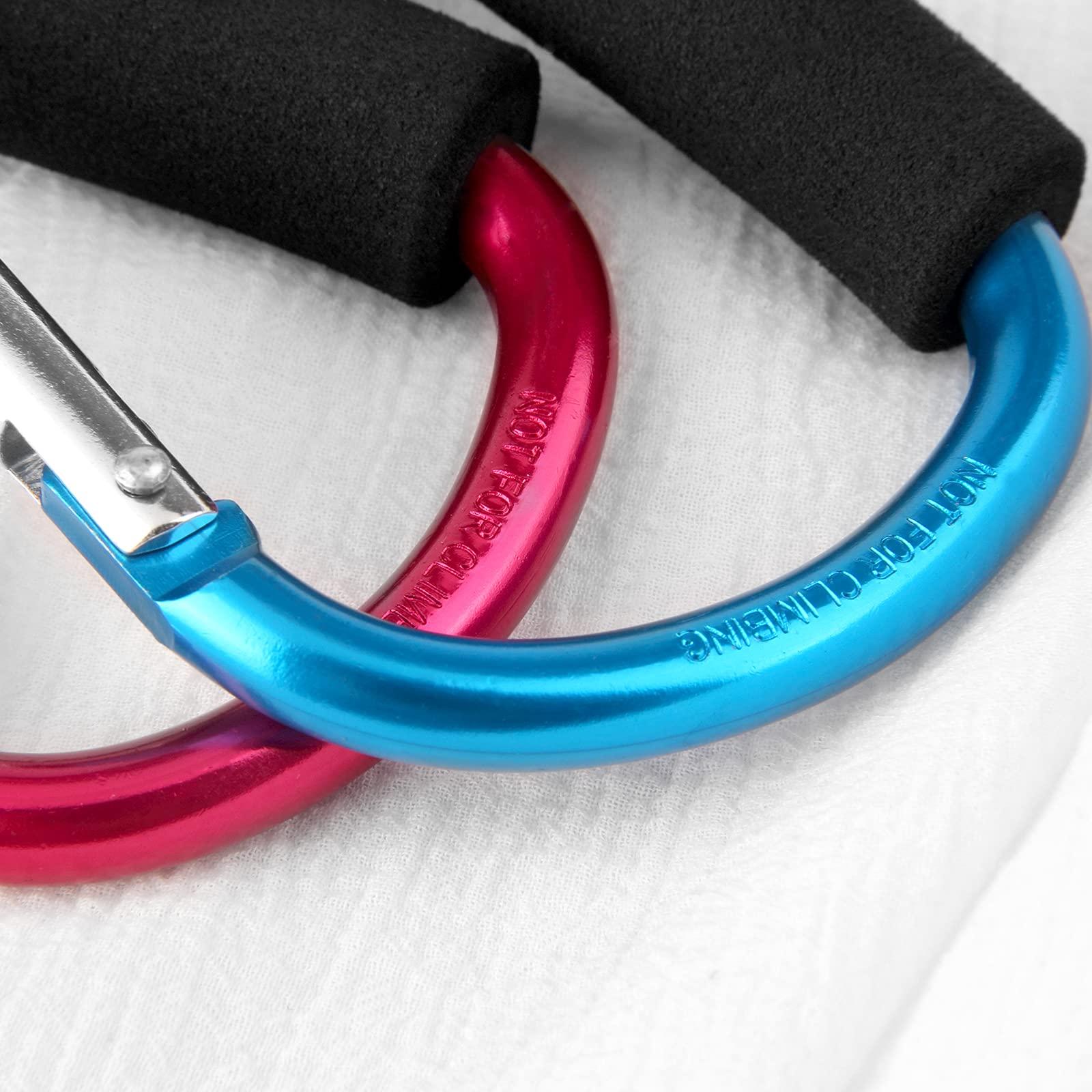 sansheng sansheng 4 Pack Large Carabiner 5.5" D Style Click and Carry Bag Carrier Stroller Hooks(Light Blue and Rose red)
