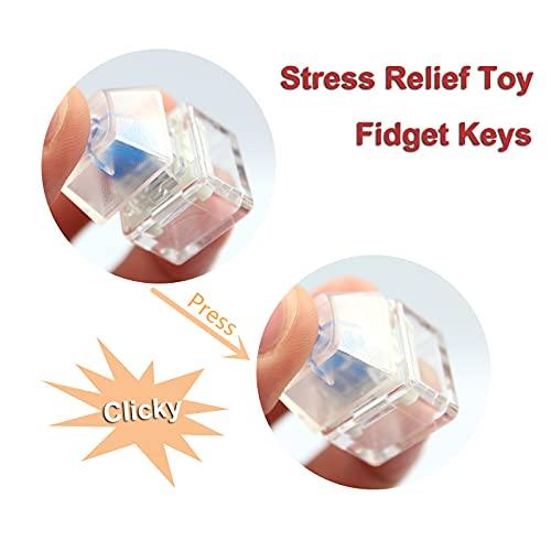WULEEUPER WULEEUPER Keyboard Fidget Toy Mechanical Switch Keyboard Fingertip Fidget Button Stress Relief Toys for ADHD Autism Special Needs (Transparent Color (clicky))