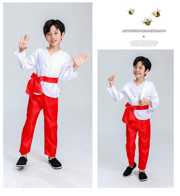 AINIFU AINIFU Chinese Farmer Hanfu for Boys Modern Drama Performance Cosplay Costume Ancient Server Uniforms