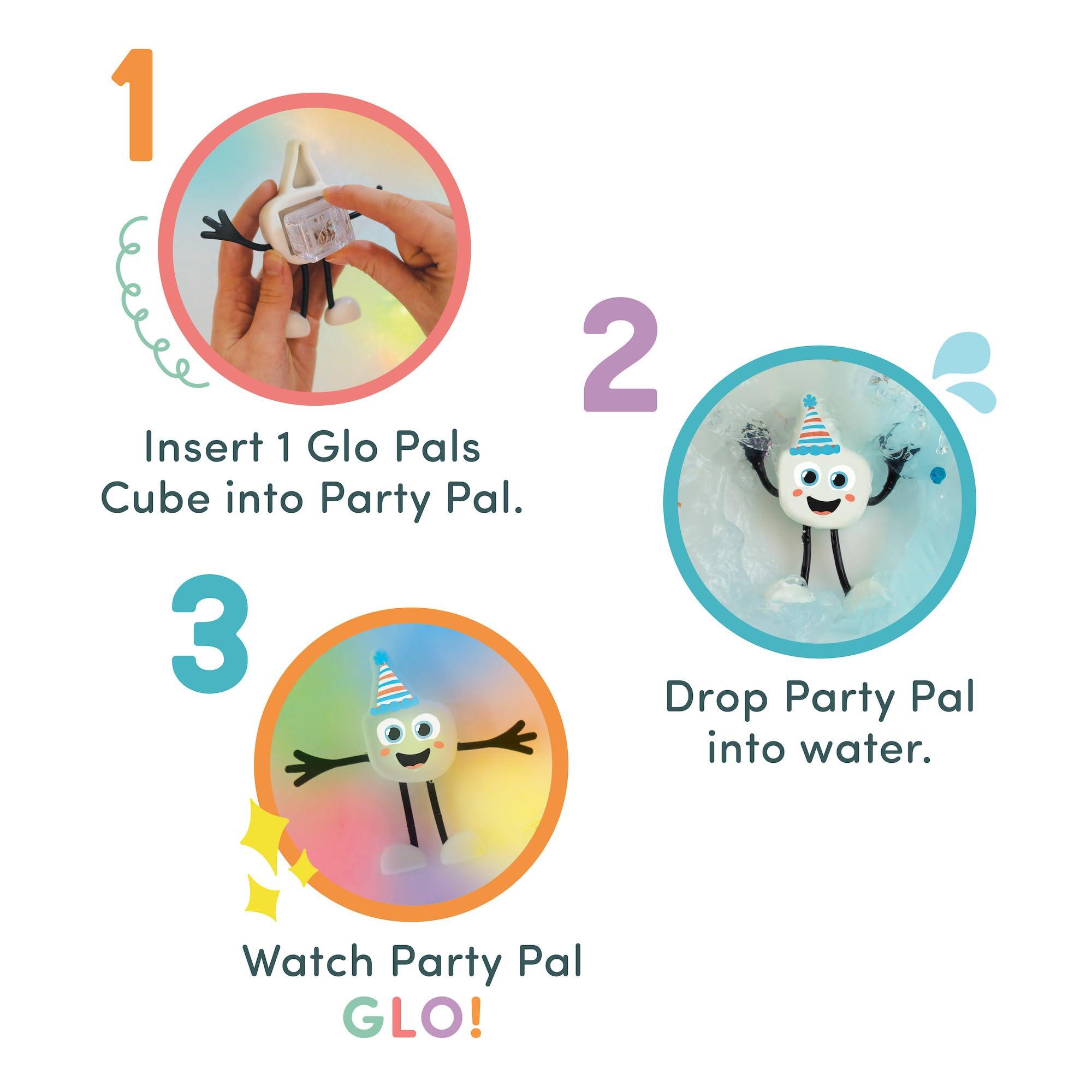 Glo Pals Glo Pals Party Pal Water-Activated Bath Toy with 6 Reusable Light-Up Cubes for Sensory Play