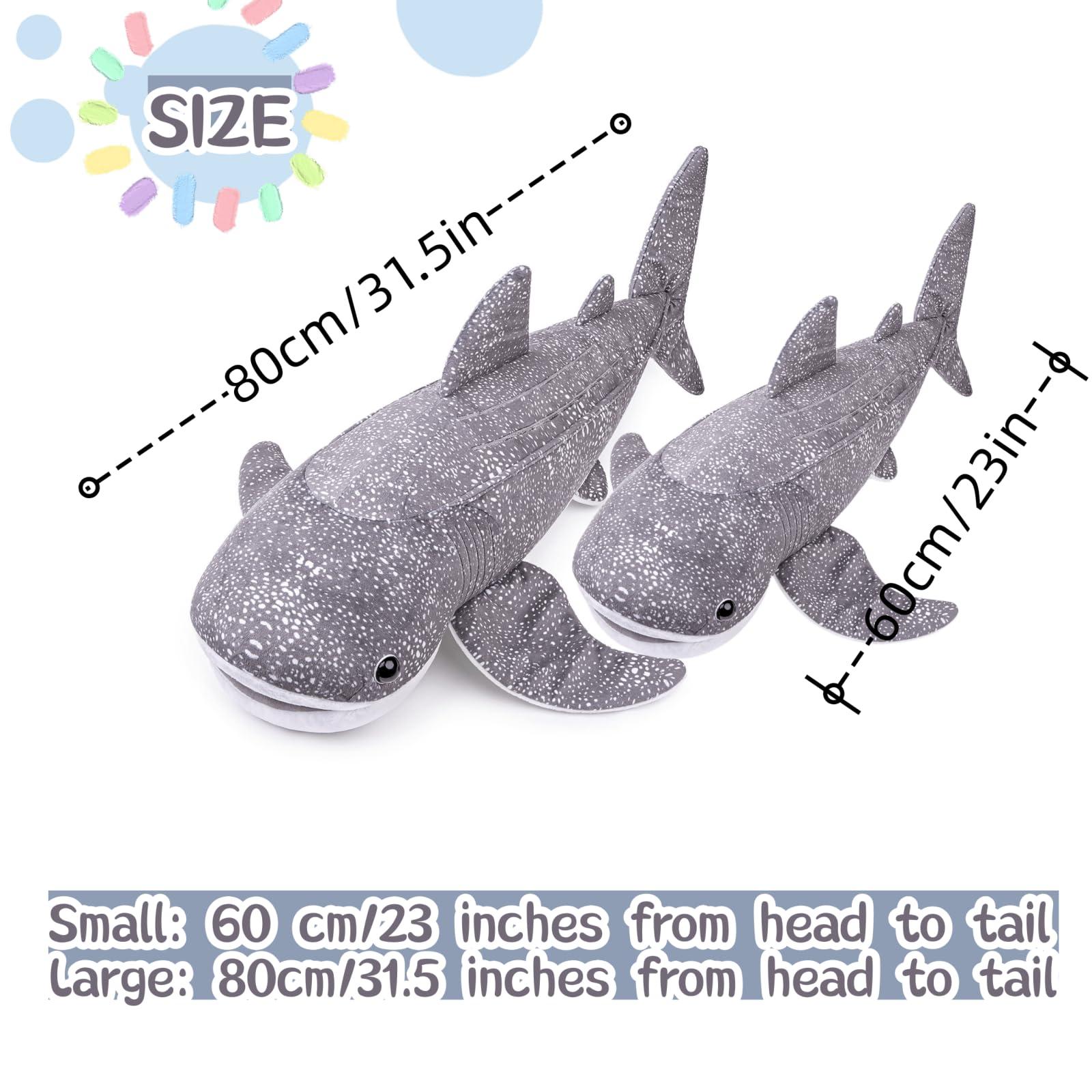 FRANKIEZHOU FRANKIEZHOU Simulation Giant Whale Shark Plush,Stuffed Animal,Plush Toy,Soft Toy,Stuffed Toy,Cuddly Toys,Gifts for Kids,Gray 23 Inches