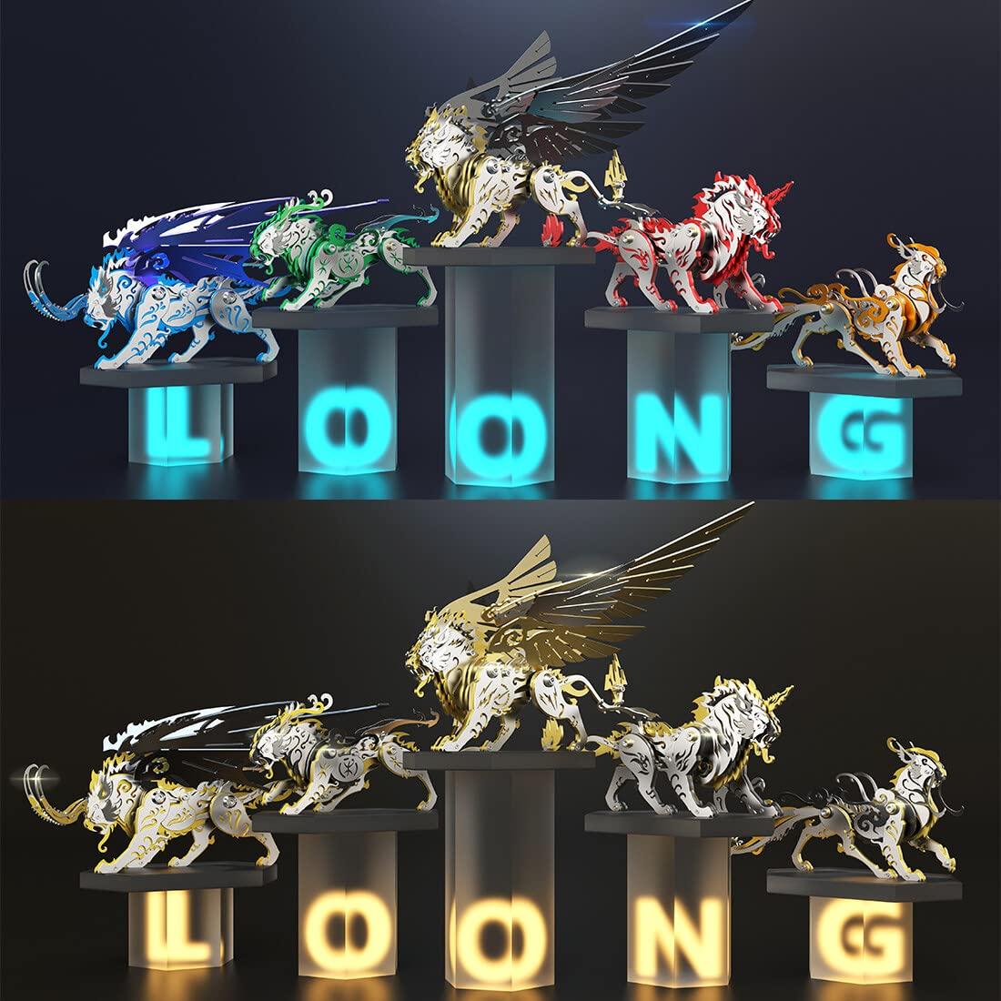 YounggDiy YounggDiy 3D Metal Puzzles for Adults, DIY Assembly 3D Mini Metal Luwu Tiger Ancient Chinese Beasts Model Set (88PCS/Orange)