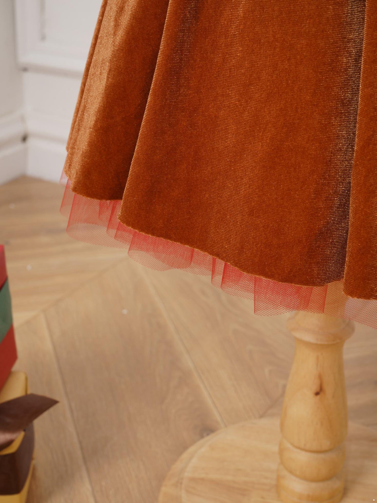 Lorilida Lorilida Girls Christmas Gingerbread Man Tutu Dress Brown Velvet Ball Gown Fancy Dress Up Bodysuit Brown 6 Years