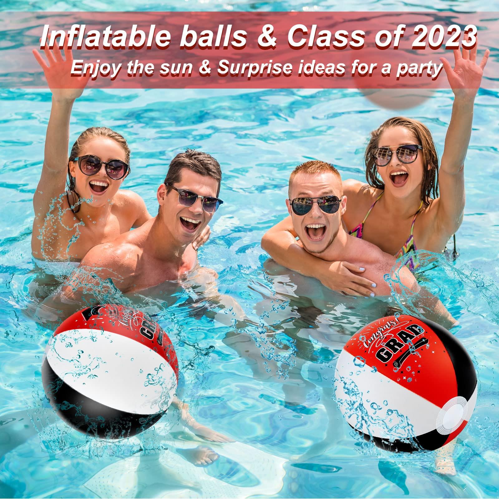 Skylety 10 Pieces Graduation Inflatable Beach Balls Class of 2025 Graduation Party Favors Congrats Grad Sign for Grad Party Decoration Supplies Summer Sand Game(Red)
