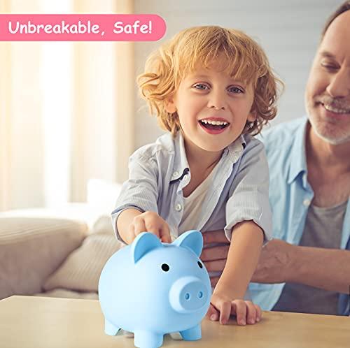 PJDRLLC PJDRLLC Large Piggy Bank, Unbreakable Plastic Money Bank, Coin Bank for Girls and Boys, Large Size Piggy Banks, Practical Gifts for Birthday, Easter, Christmas (Blue)